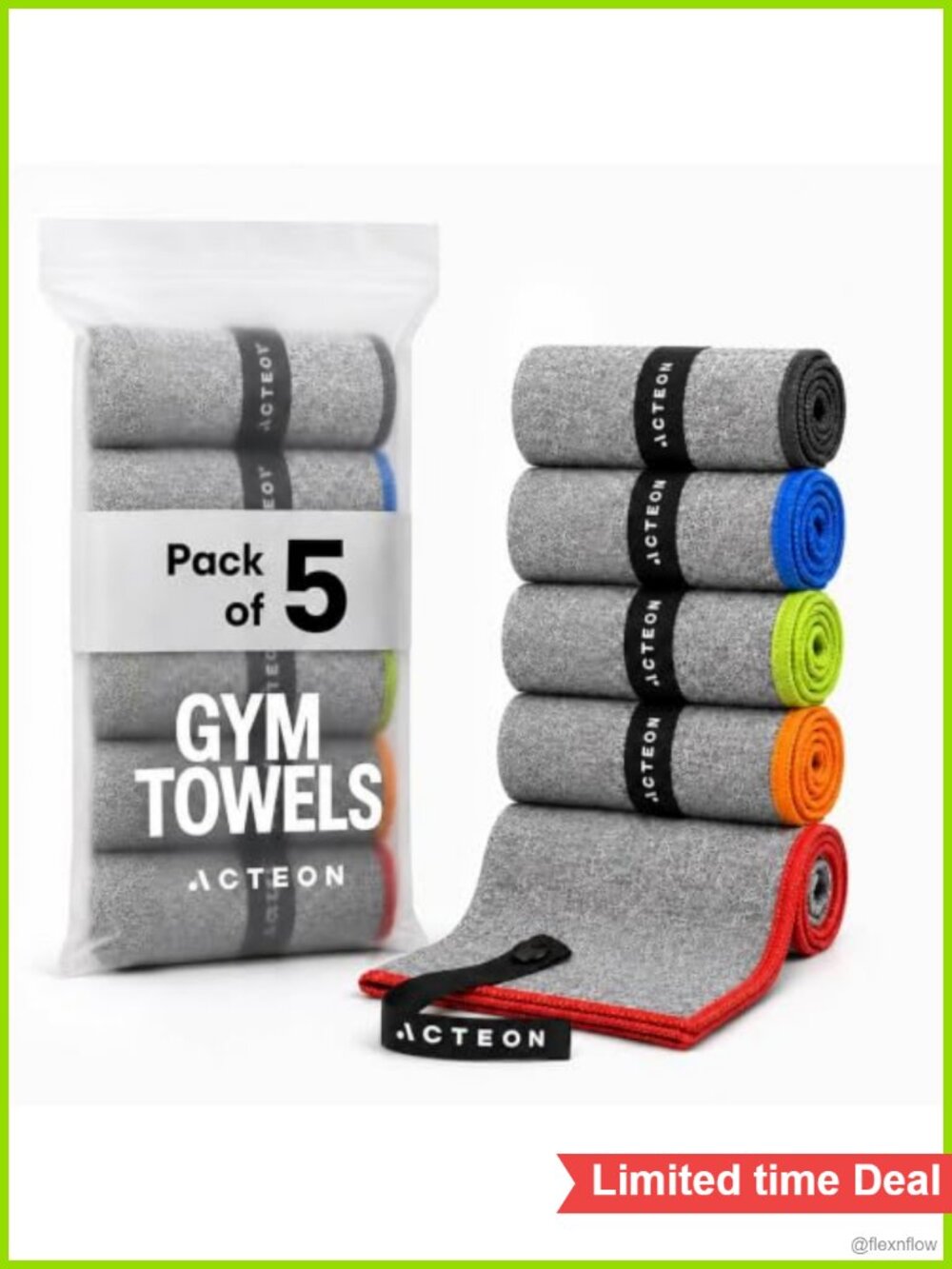 5 Pack Microfiber Gym Towels Quick Dry Silver Ion Odor-Free Yoga Workout Travel